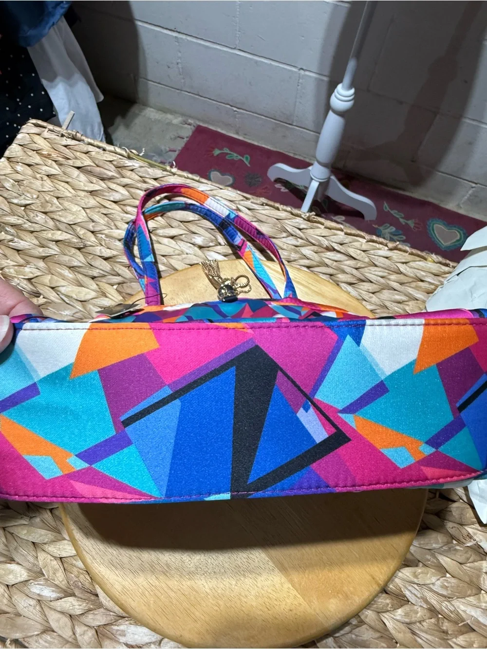 Multicolor Geometric Tote - Pink & Blue